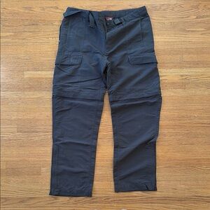 The North Face Black Men's Cargo Pants with Adjustable Waist, zip off, Medium